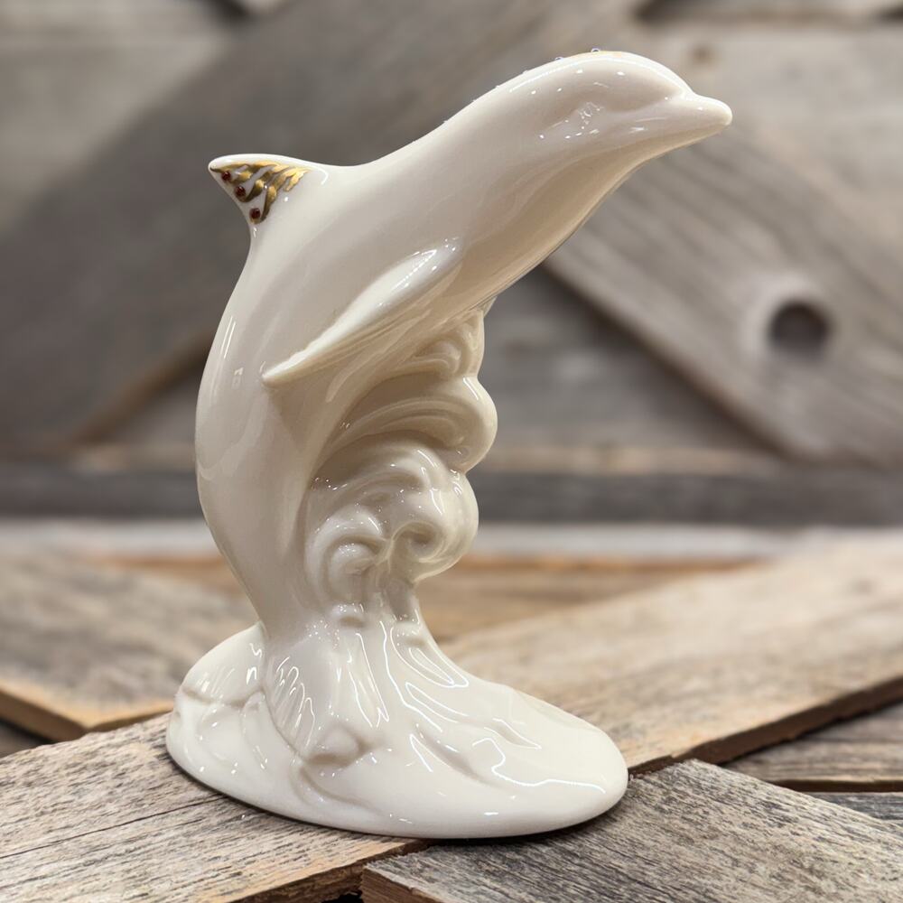 1993 Vintage Lenox China Jewels Collection Leaping Dolphin Figurine, 5.25"H
